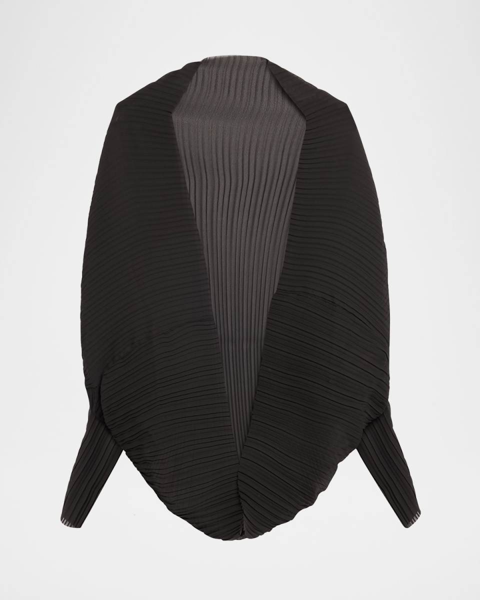 Black Plisse Pleated Shrug